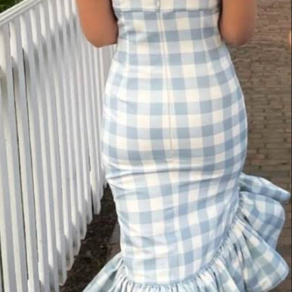 LA PALMA DRESS IN BLUE GINGHAM by Leal Daccarett (OTM Exclusive!) - Picture 6 of 6